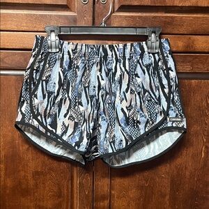 Calvin Klein Women's Black and Blue Patterned Athletic Shorts